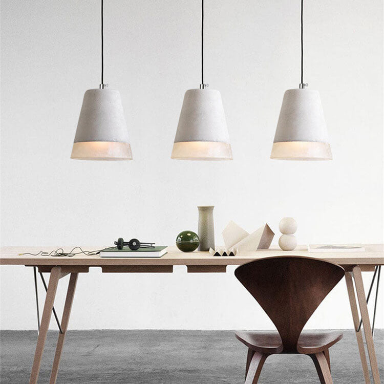 Pendant Light scale reference view — cement and resin shade on metal frame | Casa Norex