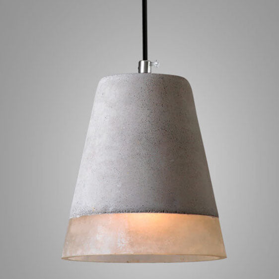 Pendant Light installed angle view — cement and resin shade on metal frame 2 | Casa Norex
