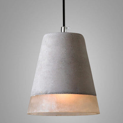 Pendant Light installed angle view — cement and resin shade on metal frame 2 | Casa Norex