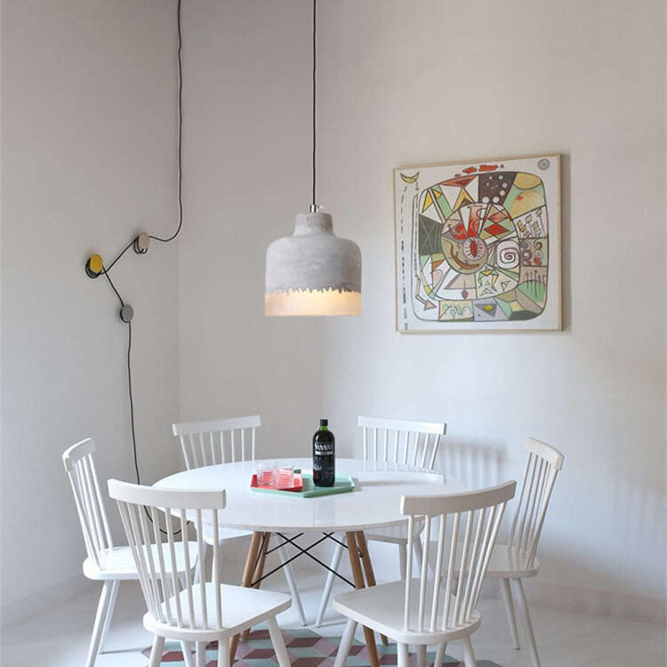 Pendant Light top-down view — cement and resin shade on metal frame | Casa Norex