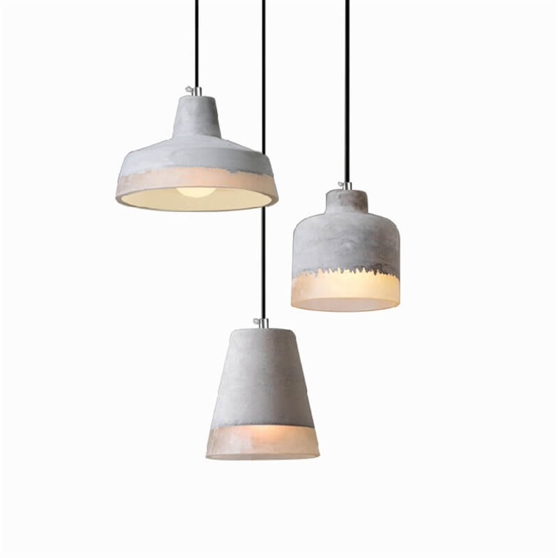 Pendant Light side profile view — cement and resin shade on metal frame 2 | Casa Norex