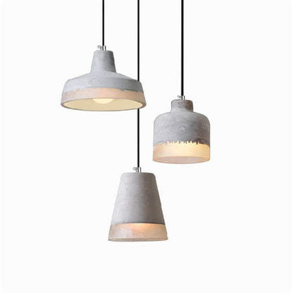 Pendant Light side profile view — cement and resin shade on metal frame 2 | Casa Norex