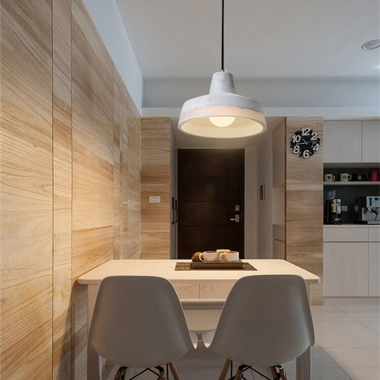 Pendant Light corner angle view — cement and resin shade on metal frame | Casa Norex