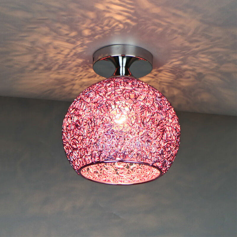 Semi-Flush Mount Ceiling Light alternate angle detail — aluminum dome shade | Casa Norex
