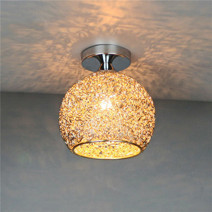 Semi-Flush Mount Ceiling Light installed angle view — aluminum dome shade | Casa Norex
