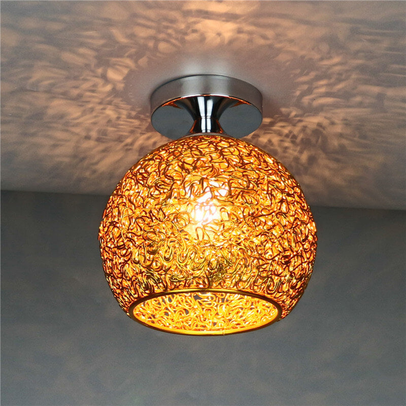 Semi-Flush Mount Ceiling Light side profile view — aluminum dome shade | Casa Norex