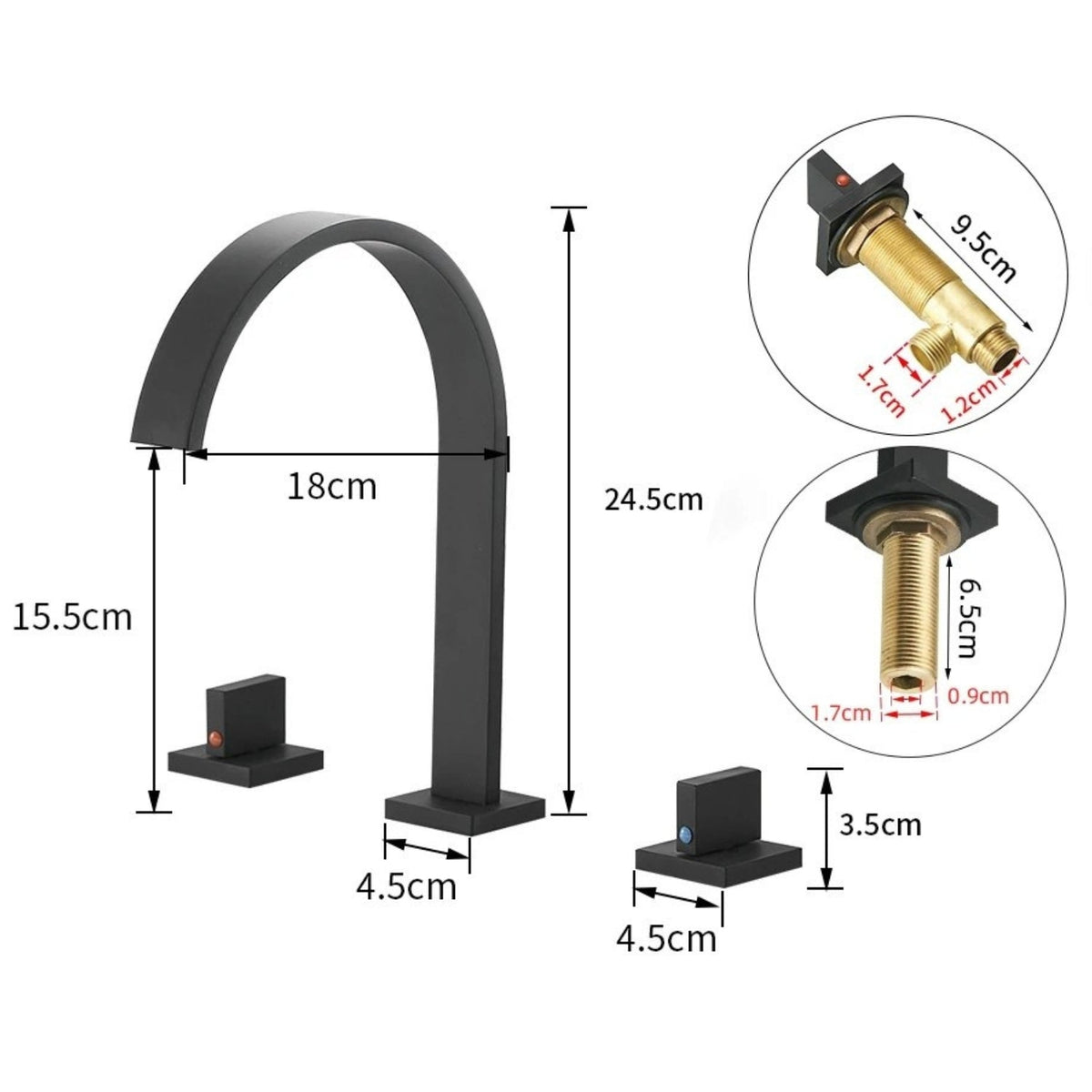 Squareline Bathroom Faucet lifestyle angle — Black finish — Casa Norex