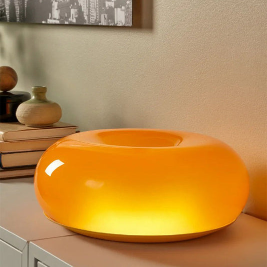 Cute donut table lamp — orange glass, dual mount design | Casa Norex