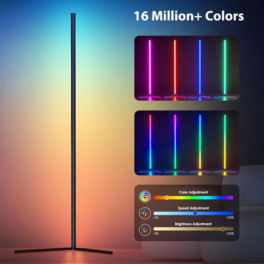 RGB floor lamp in living room corner — music sync colour glow | Casa Norex