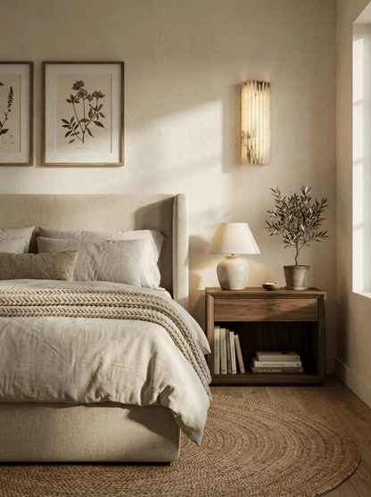 Alabaster wall light illuminated glow — Casa Norex