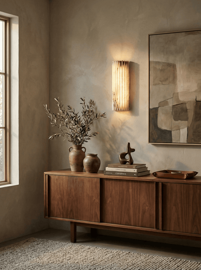 Alabaster wall light styled interior — Casa Norex