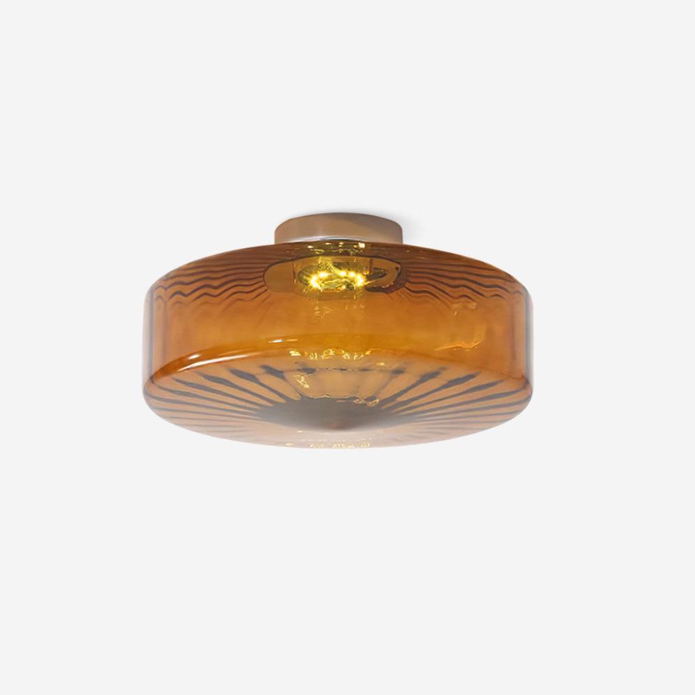 Amber glass dome close-up - Razia LED ceiling light by Casa Norex
