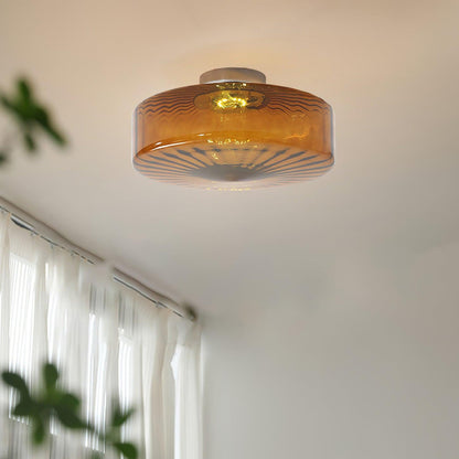 Amber Razia flush mount chrome and amber finishes - Casa Norex
