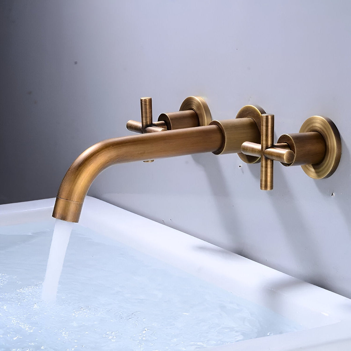 Rotare Wall-Mounted Bathroom Faucet handle detail — Black finish — Casa Norex