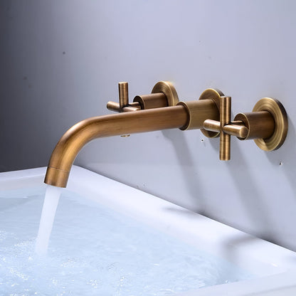 Rotare Wall-Mounted Bathroom Faucet handle detail — Black finish — Casa Norex