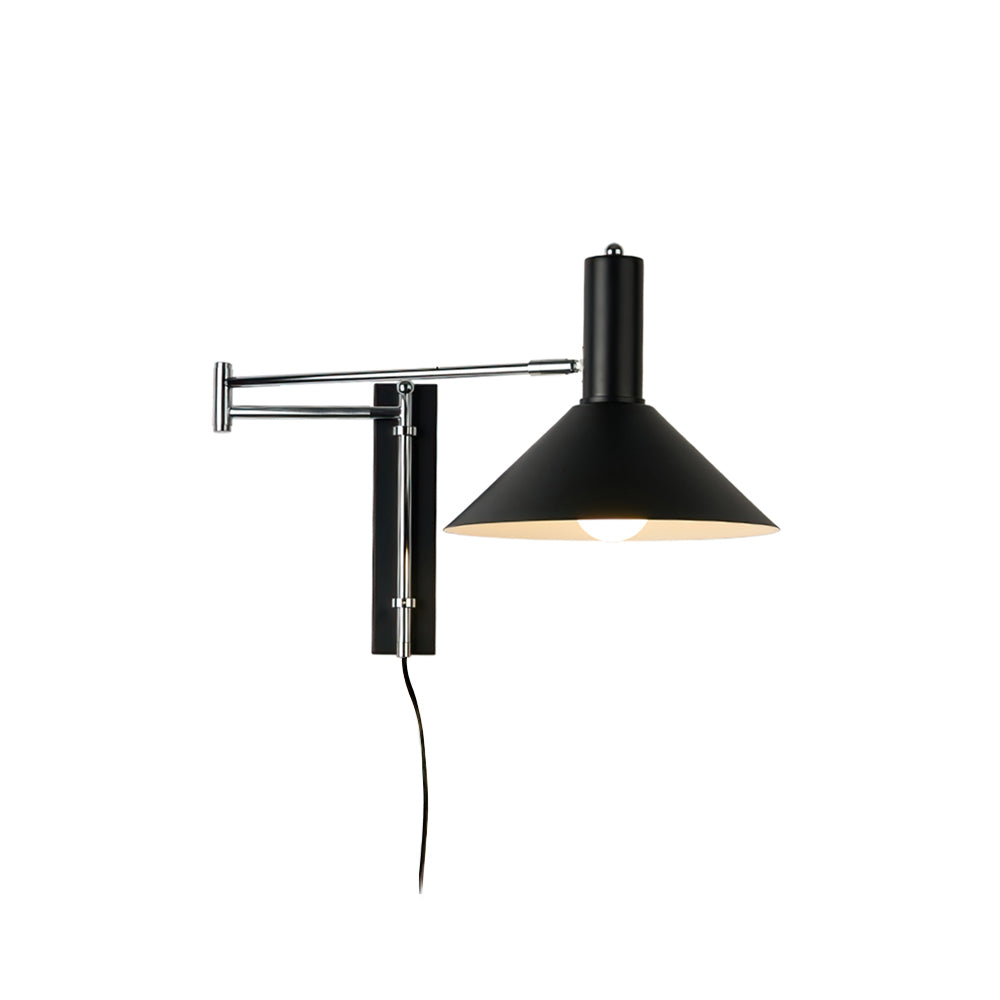 Adjustable metal shade close-up - Anvia plug-in wall lamp by Casa Norex
