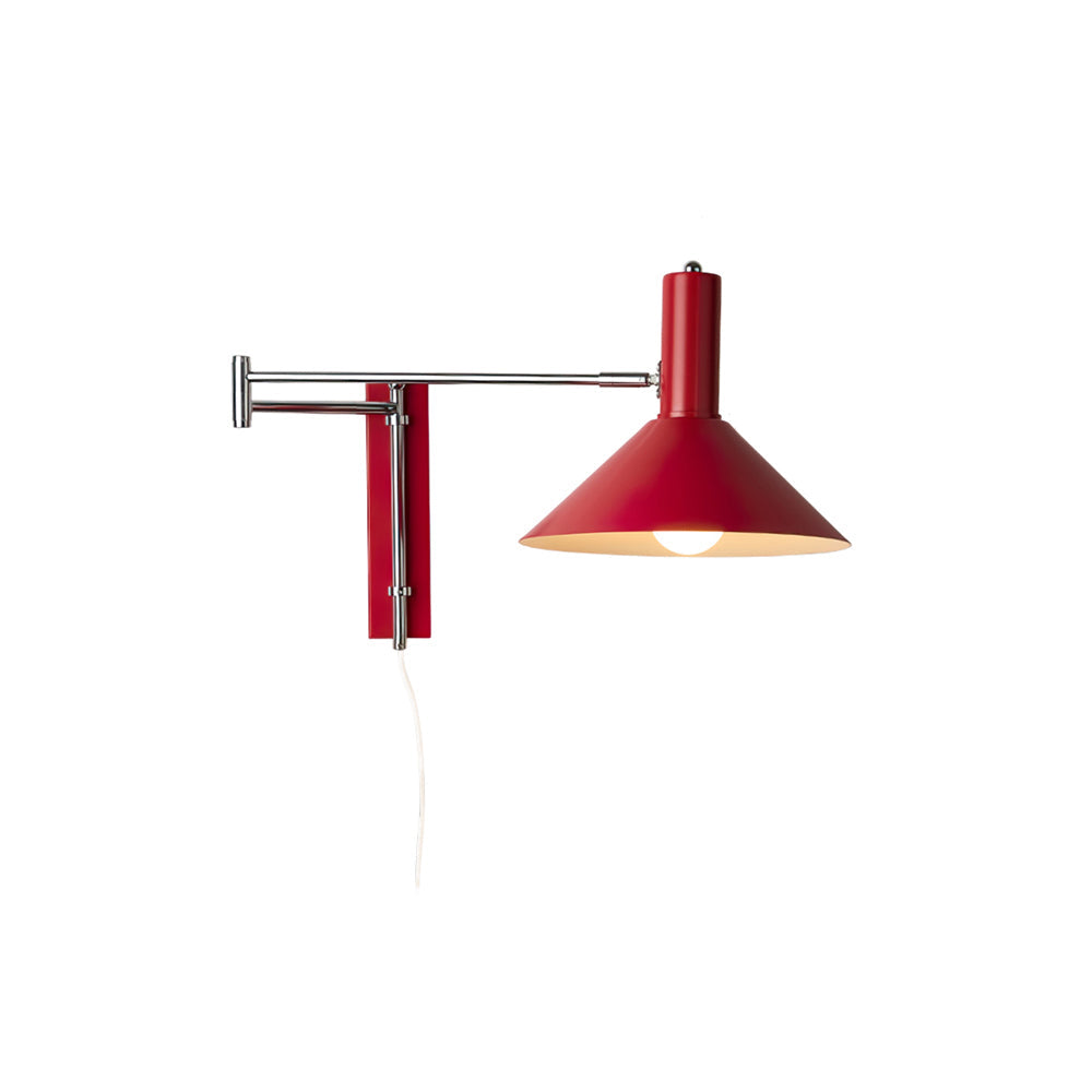 Anvia swing arm plug-in wall lamp adjustable metal shade red white black | Casa Norex