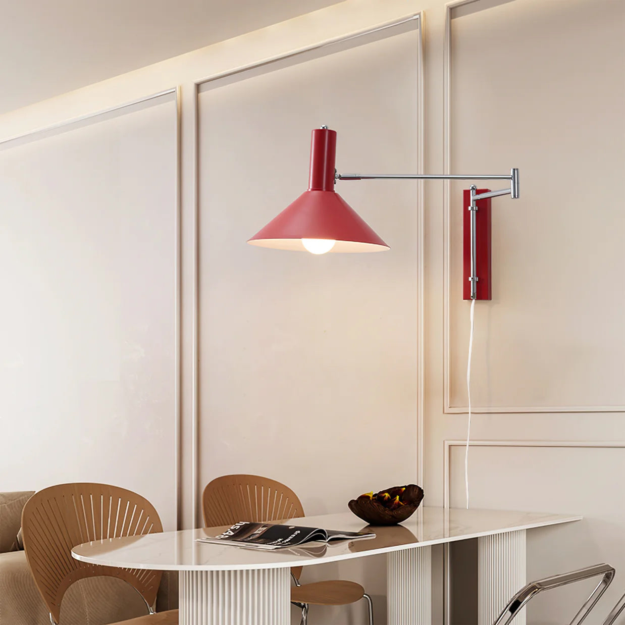 Anvia wall lamp white finish side angle - Casa Norex