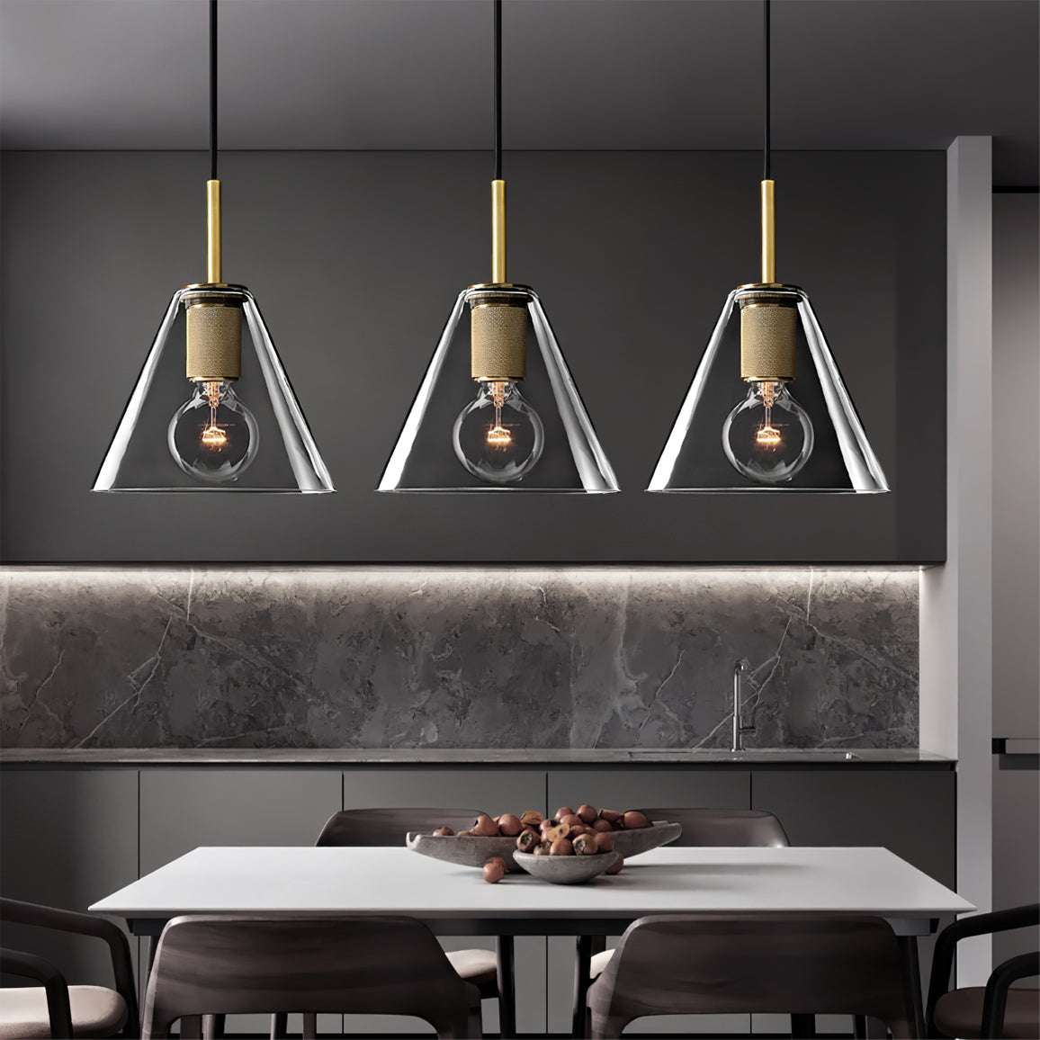 Armed Brass Pendant Lamp