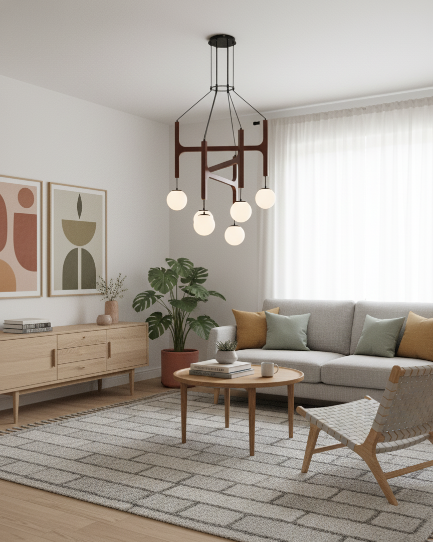 Wood chandelier wood color finish variant — Casa Norex