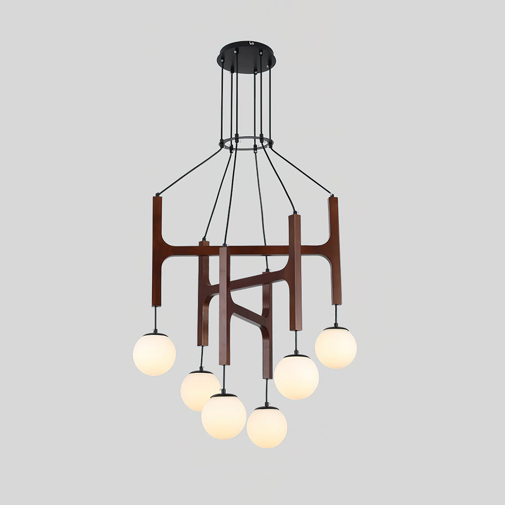 Wood chandelier 2-head compact size for bedroom nook — Casa Norex