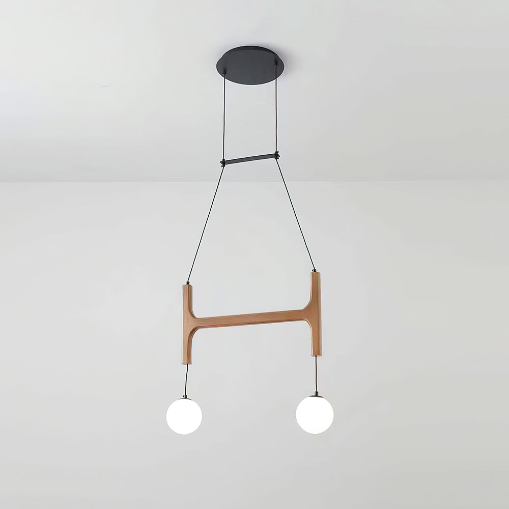 Wood chandelier 6-head configuration — walnut finish | Casa Norex