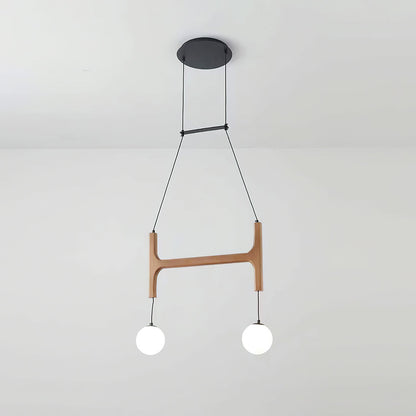 Wood chandelier 6-head configuration — walnut finish | Casa Norex