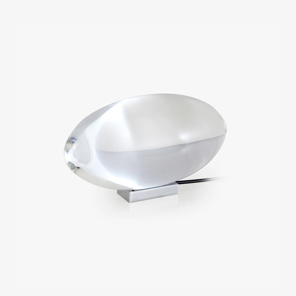 Atman table lamp angle view — chrome finish | Casa Norex