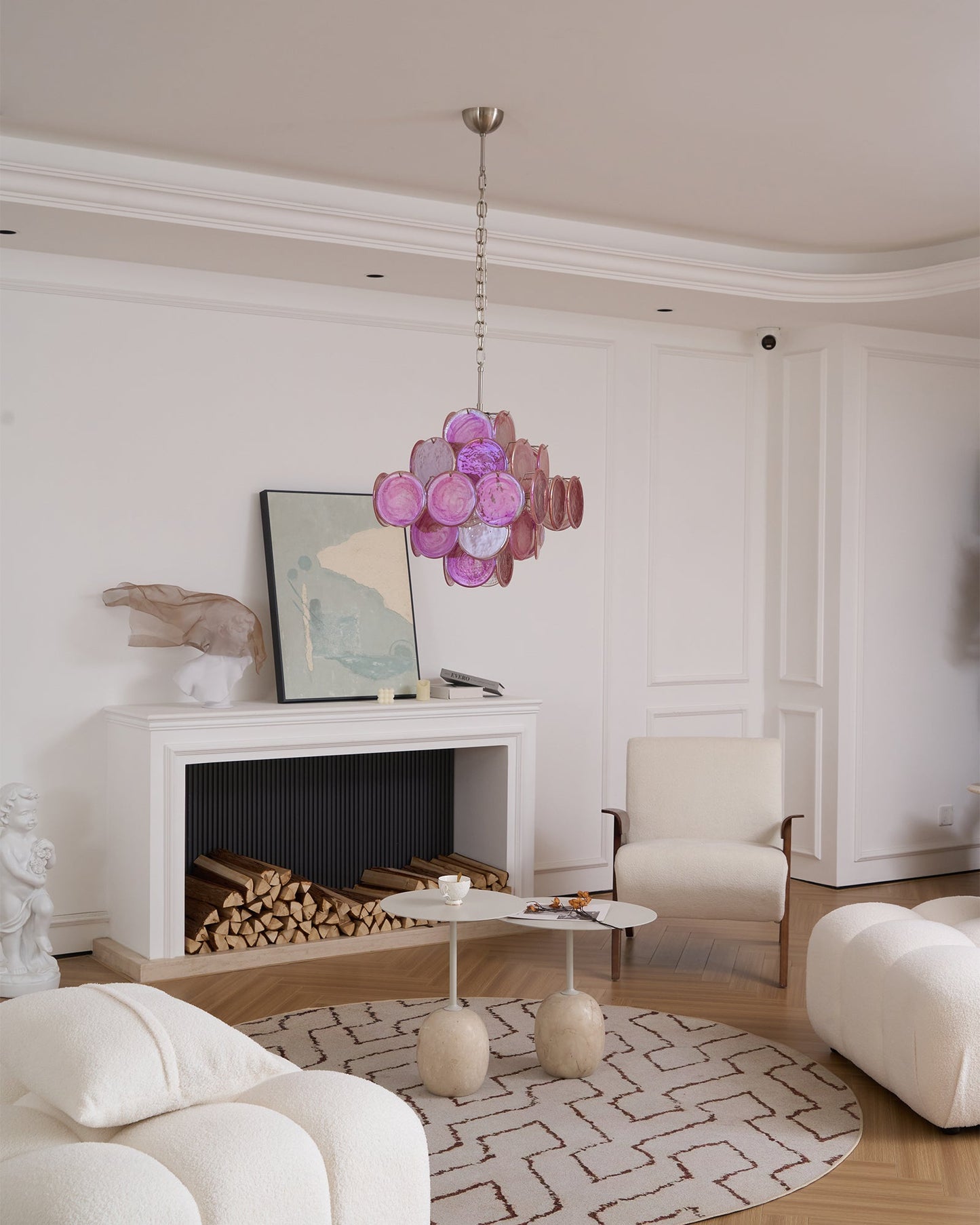 Ellie Pink Disc Murano Chandelier