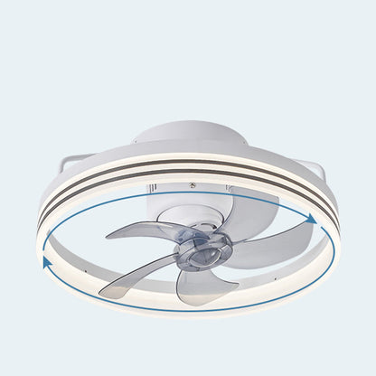 Contemporary Nordic Rotatable Circular Copper Iron Acrylic LED Semi-Flush Mount Ceiling Fan Light For Living Room