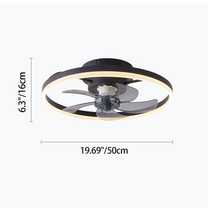 Contemporary Nordic Rotatable Circular Copper Iron Acrylic LED Semi-Flush Mount Ceiling Fan Light For Living Room
