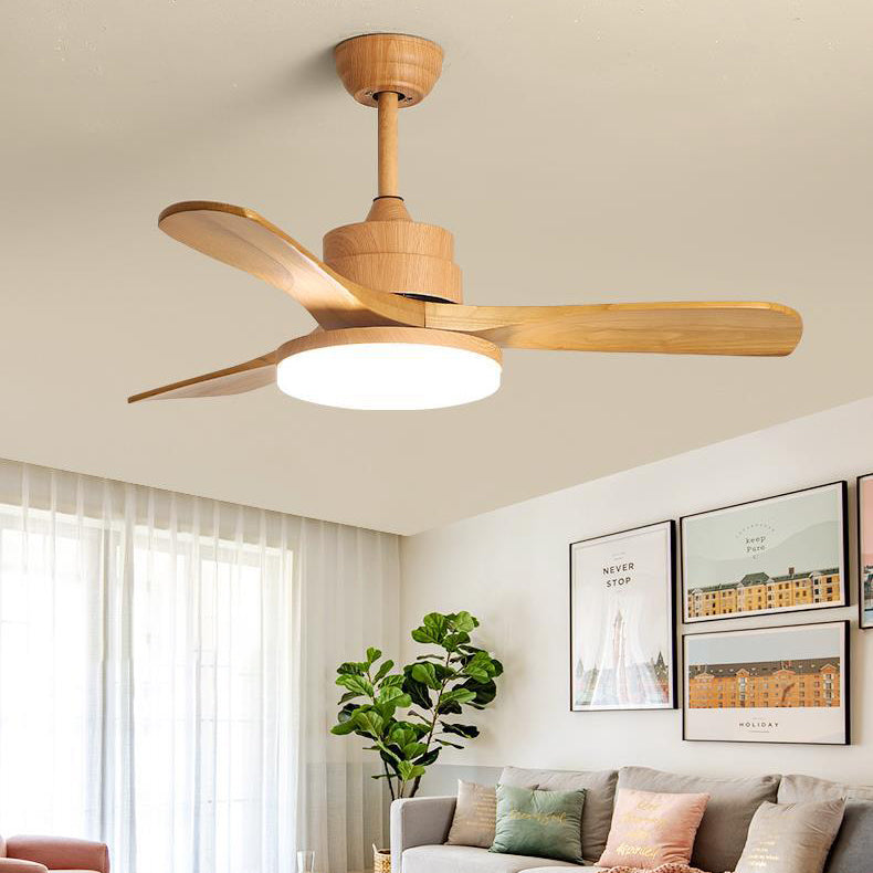 Close-up of solid wood blade and acrylic hub on ceiling fan light | Casa Norex