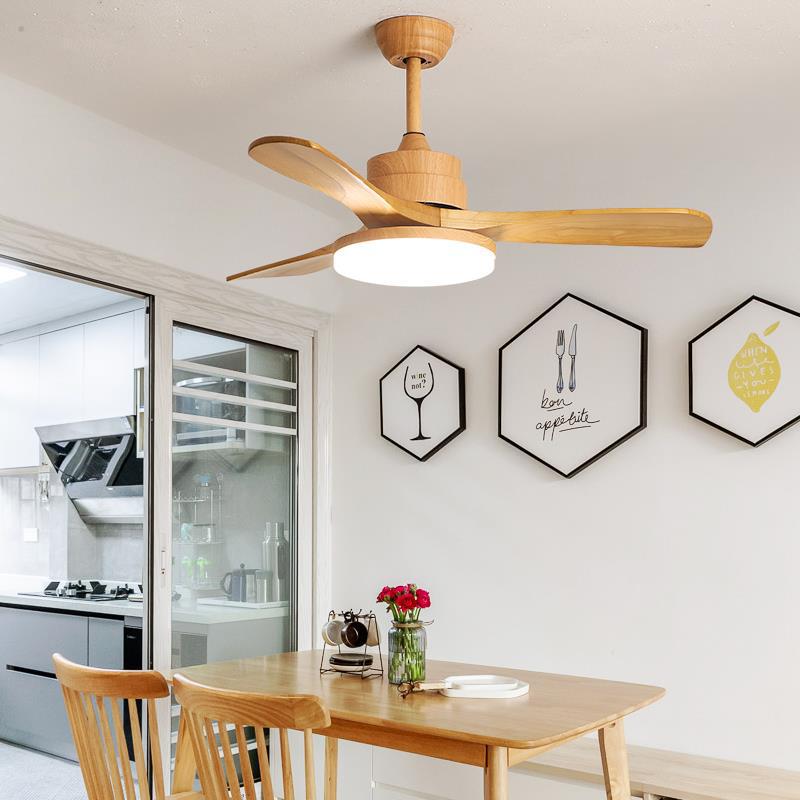 Wood blade ceiling fan light — three solid wood blades on acrylic body | Casa Norex