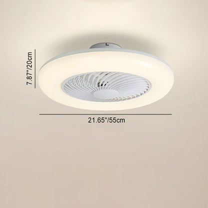 Modern Simplicity Round Iron ABS Acrylic LED Semi-Flush Mount Ceiling Fan Light For Bedroom