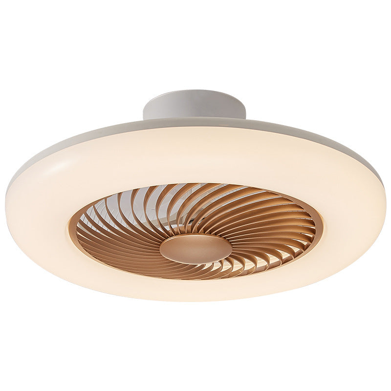 Modern Simplicity Round Iron ABS Acrylic LED Semi-Flush Mount Ceiling Fan Light For Bedroom
