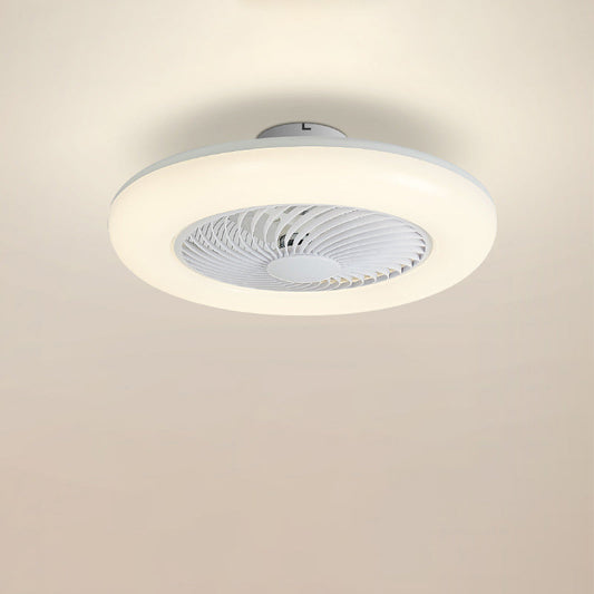 Modern Simplicity Round Iron ABS Acrylic LED Semi-Flush Mount Ceiling Fan Light For Bedroom