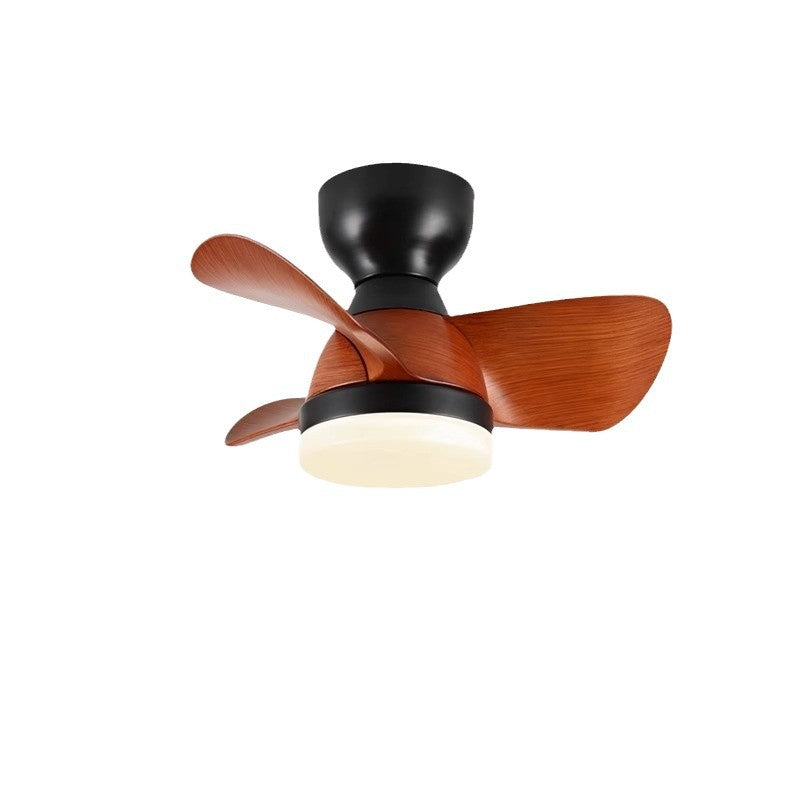 Contemporary Retro Three Fan Blades ABS Iron Acrylic LED Downrods Ceiling Fan Light For Dining Room