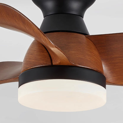 Contemporary Retro Three Fan Blades ABS Iron Acrylic LED Downrods Ceiling Fan Light For Dining Room