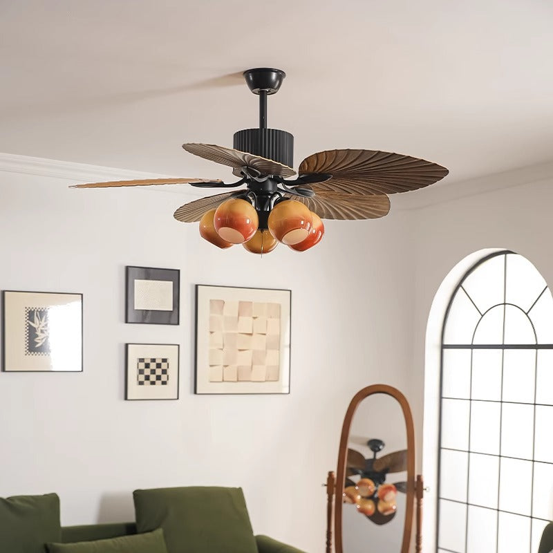 French ceiling fan light alternate angle — brown finish | Casa Norex