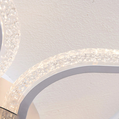 Contemporary Creative Acrylic ABS Floral Round LED Semi-Flush Mount Ceiling Fan Light For Bedroom