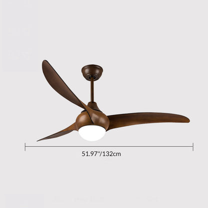 Traditional Vintage Metal ABS Copper Long-Blade Round 1-Light Semi-Flush Mount Ceiling Fan Light For Bedroom