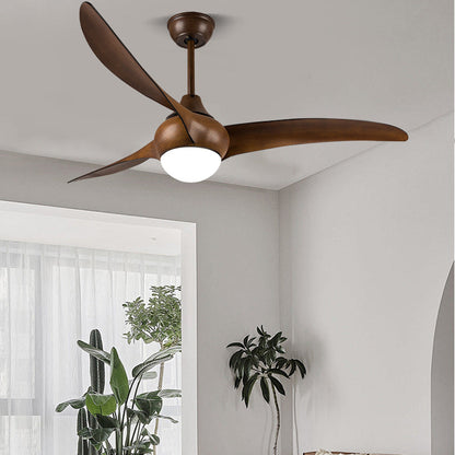 Traditional Vintage Metal ABS Copper Long-Blade Round 1-Light Semi-Flush Mount Ceiling Fan Light For Bedroom