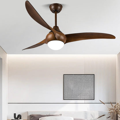 Traditional Vintage Metal ABS Copper Long-Blade Round 1-Light Semi-Flush Mount Ceiling Fan Light For Bedroom