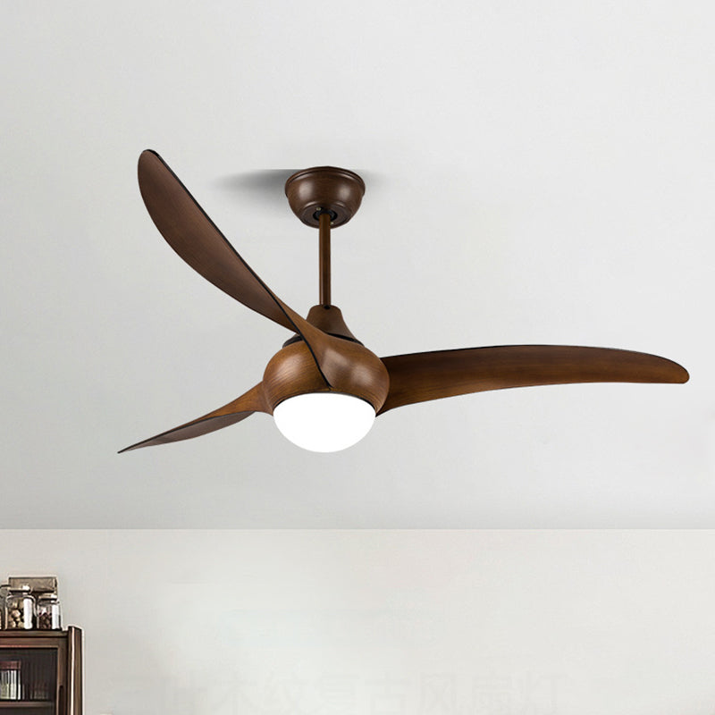 Traditional Vintage Metal ABS Copper Long-Blade Round 1-Light Semi-Flush Mount Ceiling Fan Light For Bedroom