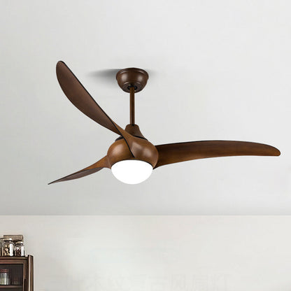 Traditional Vintage Metal ABS Copper Long-Blade Round 1-Light Semi-Flush Mount Ceiling Fan Light For Bedroom
