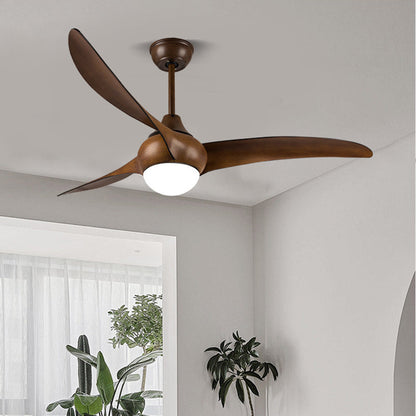 Traditional Vintage Metal ABS Copper Long-Blade Round 1-Light Semi-Flush Mount Ceiling Fan Light For Bedroom