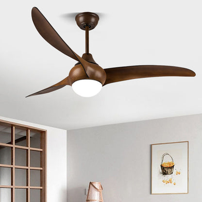 Traditional Vintage Metal ABS Copper Long-Blade Round 1-Light Semi-Flush Mount Ceiling Fan Light For Bedroom