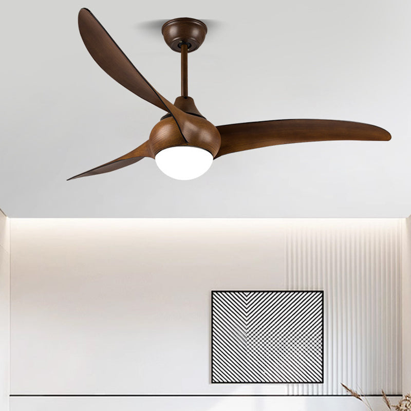 Traditional Vintage Metal ABS Copper Long-Blade Round 1-Light Semi-Flush Mount Ceiling Fan Light For Bedroom