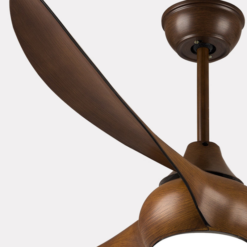 Traditional Vintage Metal ABS Copper Long-Blade Round 1-Light Semi-Flush Mount Ceiling Fan Light For Bedroom