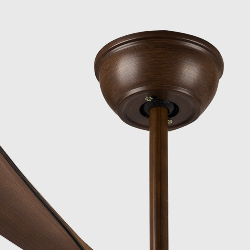 Traditional Vintage Metal ABS Copper Long-Blade Round 1-Light Semi-Flush Mount Ceiling Fan Light For Bedroom